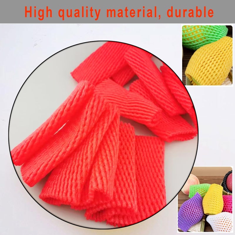 HanyHere 50 Pieces Fruit Protection Bags Foam Mesh Keep Safe Mesh Sleeves for Large Supermarkets, Fruit Shops (Red-14x6cm) - Image 3